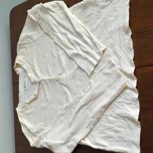 Cream Pact long sleeve waffle shirt